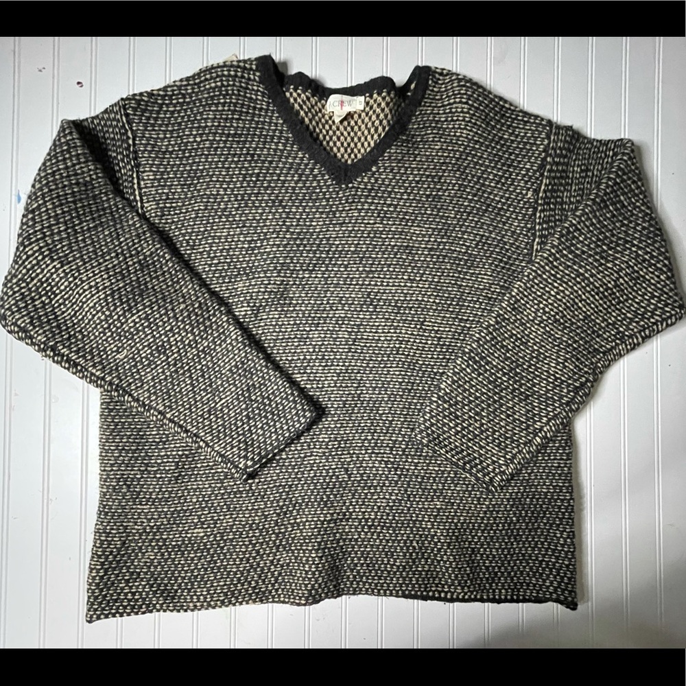 J Crew Wool Knit Sweater LT Beige Black